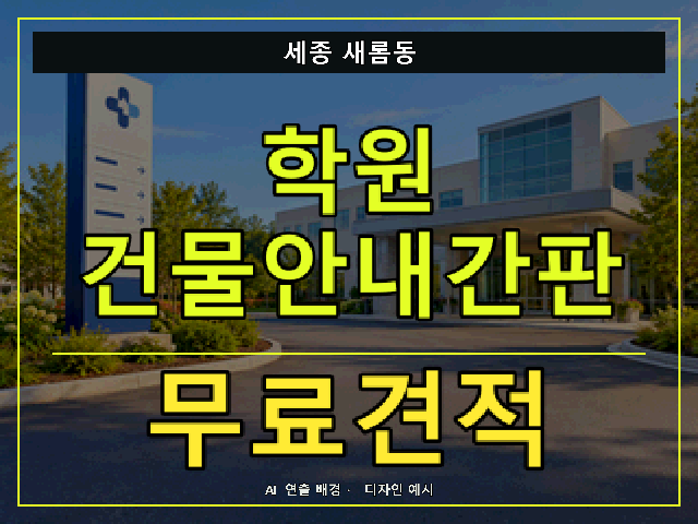 세종 새롬동 학원 건물안내간판 무료견적 안내 썸네일 · AI 연출 배경