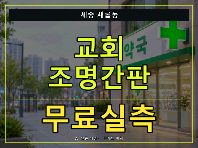 세종 새롬동 교회 조명간판 무료실측 안내 썸네일 · AI 연출 배경