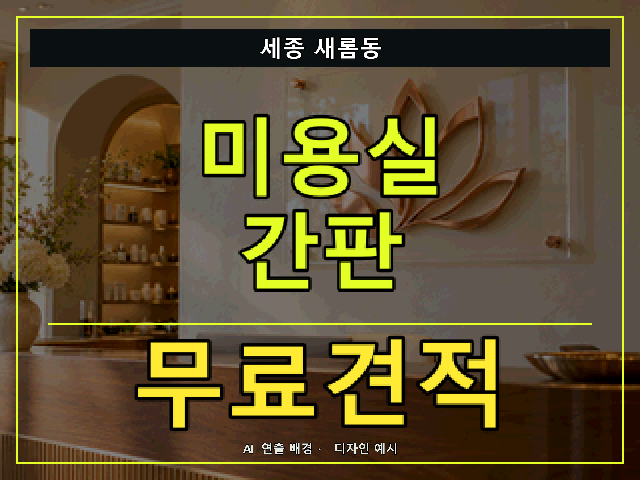 세종 새롬동 미용실 간판 무료견적 안내 썸네일 · AI 연출 배경