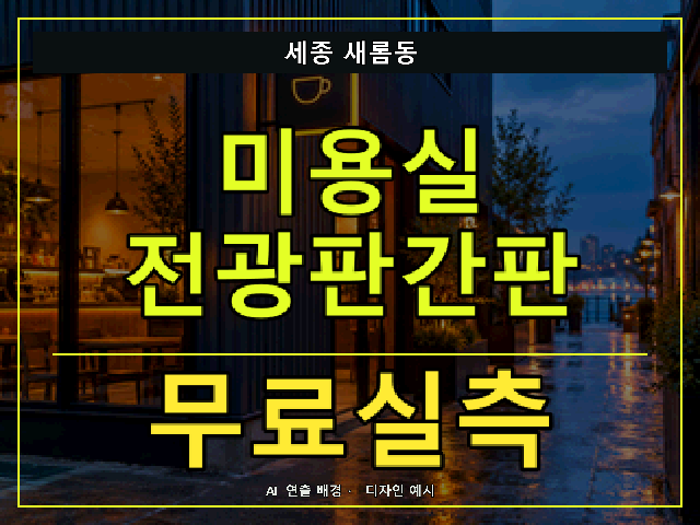 세종 새롬동 미용실 전광판간판 무료실측 안내 썸네일 · AI 연출 배경