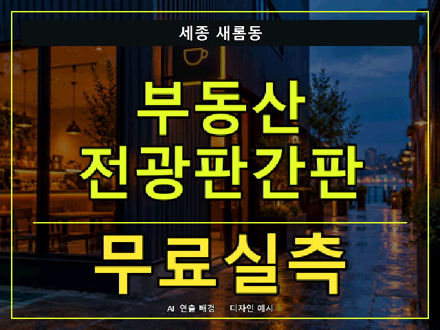 세종 새롬동 부동산 전광판간판 무료실측 안내 썸네일 · AI 연출 배경
