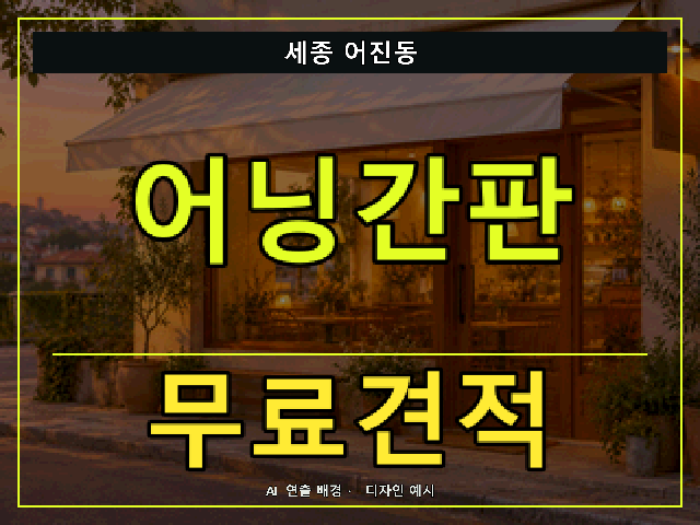 세종 어진동 어닝간판 무료견적 안내 썸네일 · AI 연출 배경
