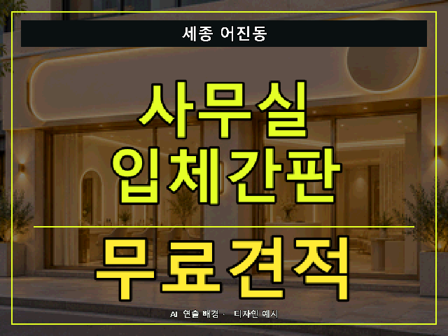 세종 어진동 사무실 입체간판 무료견적 안내 썸네일 · AI 연출 배경