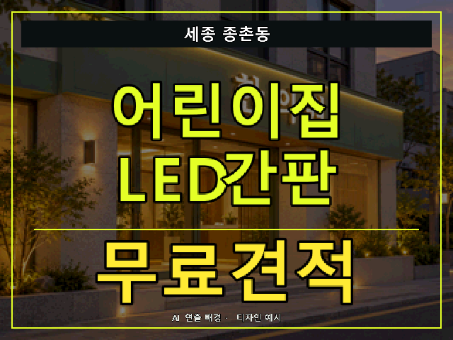 세종 종촌동 어린이집 LED간판 무료견적 안내 썸네일 · AI 연출 배경