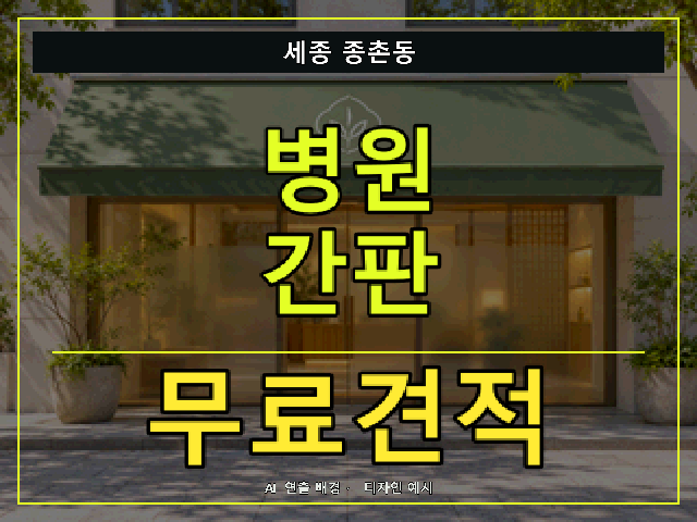 세종 종촌동 병원 간판 무료견적 안내 썸네일 · AI 연출 배경