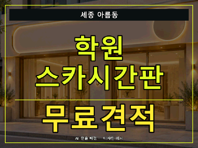 세종 아름동 학원 스카시간판 무료견적 안내 썸네일 · AI 연출 배경