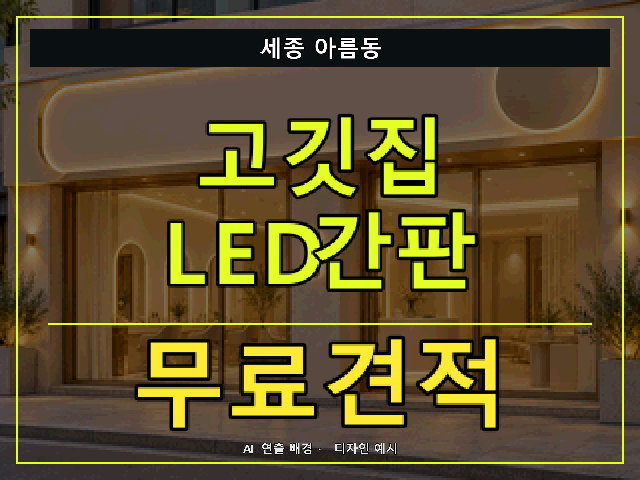 세종 아름동 고깃집 LED간판 무료견적 안내 썸네일 · AI 연출 배경
