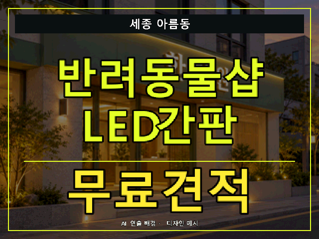 세종 아름동 반려동물샵 LED간판 무료견적 안내 썸네일 · AI 연출 배경