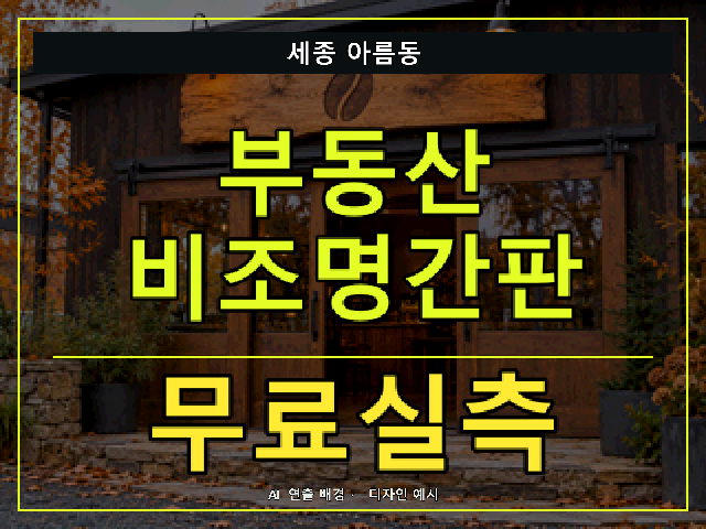 세종 아름동 부동산 비조명간판 무료실측 안내 썸네일 · AI 연출 배경