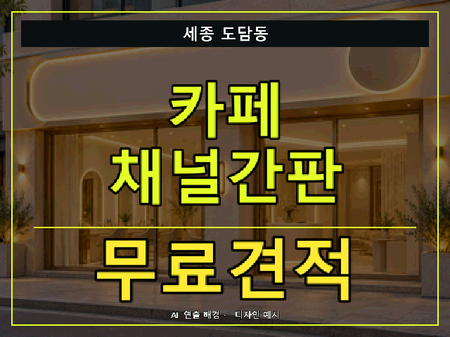 세종 도담동 카페 채널간판 무료견적 안내 썸네일 · AI 연출 배경
