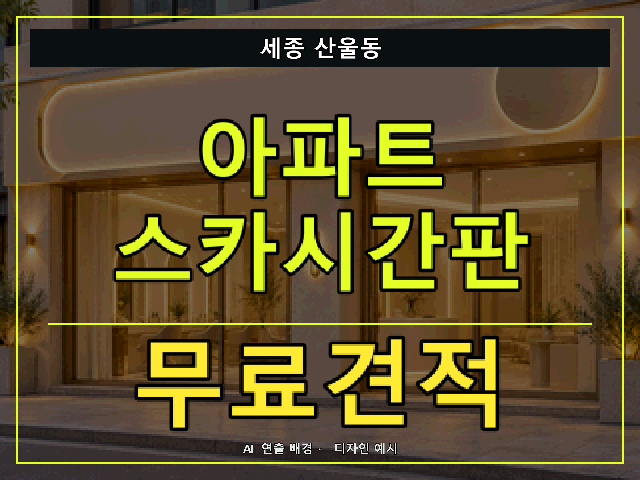 세종 산울동 아파트 스카시간판 무료견적 안내 썸네일 · AI 연출 배경