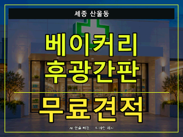 세종 산울동 베이커리 후광간판 무료견적 안내 썸네일 · AI 연출 배경