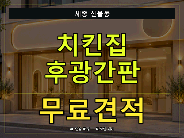 세종 산울동 치킨집 후광간판 무료견적 안내 썸네일 · AI 연출 배경