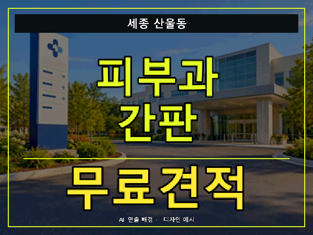 세종 산울동 피부과 간판 무료견적 안내 썸네일 · AI 연출 배경