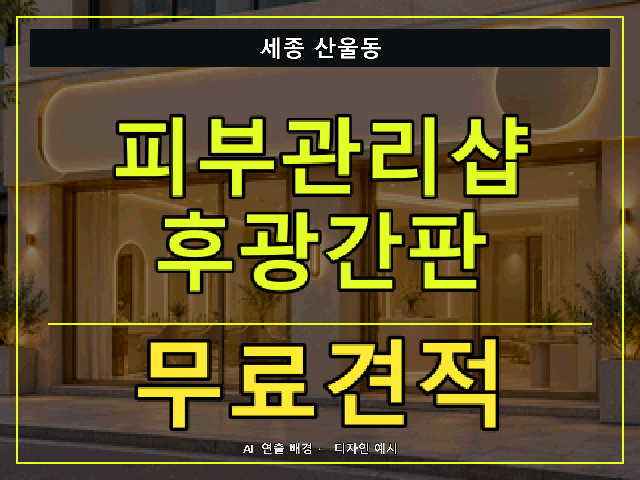 세종 산울동 피부관리샵 후광간판 무료견적 안내 썸네일 · AI 연출 배경