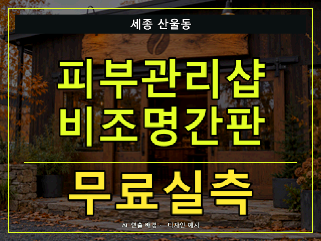 세종 산울동 피부관리샵 비조명간판 무료실측 안내 썸네일 · AI 연출 배경