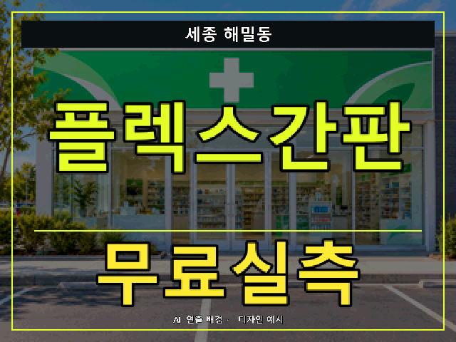 세종 해밀동 플렉스간판 무료실측 안내 썸네일 · AI 연출 배경