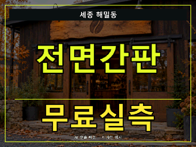 세종 해밀동 전면간판 무료실측 안내 썸네일 · AI 연출 배경