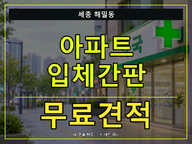 세종 해밀동 아파트 입체간판 무료견적 안내 썸네일 · AI 연출 배경