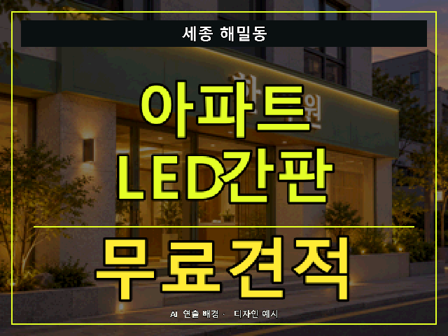 세종 해밀동 아파트 LED간판 무료견적 안내 썸네일 · AI 연출 배경