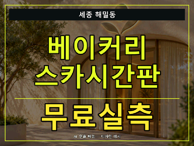 세종 해밀동 베이커리 스카시간판 무료실측 안내 썸네일 · AI 연출 배경