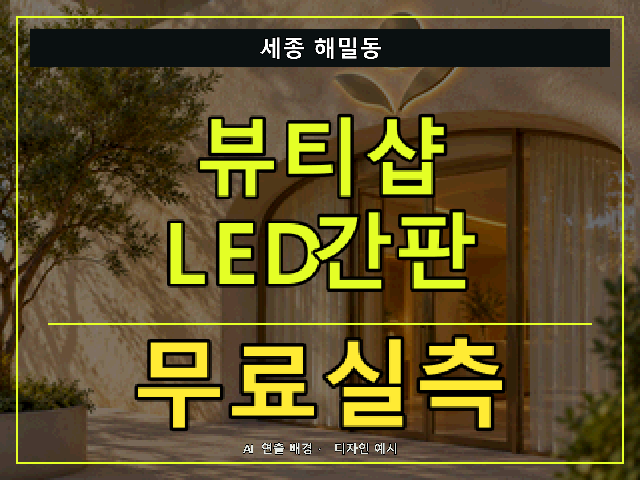 세종 해밀동 뷰티샵 LED간판 무료실측 안내 썸네일 · AI 연출 배경