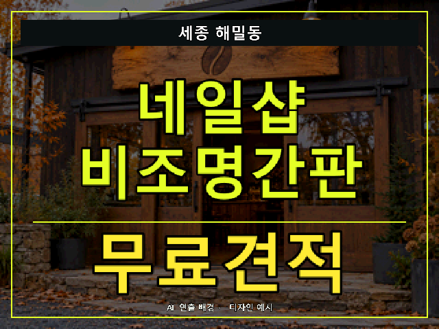 세종 해밀동 네일샵 비조명간판 무료견적 안내 썸네일 · AI 연출 배경