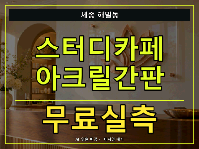 세종 해밀동 스터디카페 아크릴간판 무료실측 안내 썸네일 · AI 연출 배경