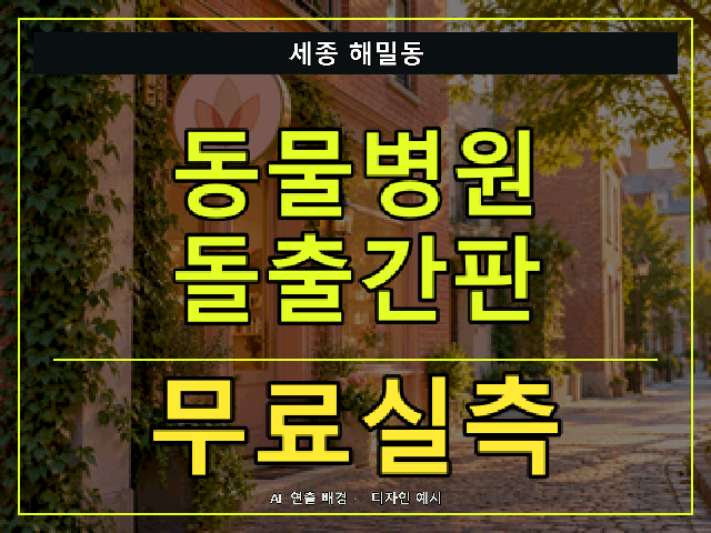 세종 해밀동 동물병원 돌출간판 무료실측 안내 썸네일 · AI 연출 배경