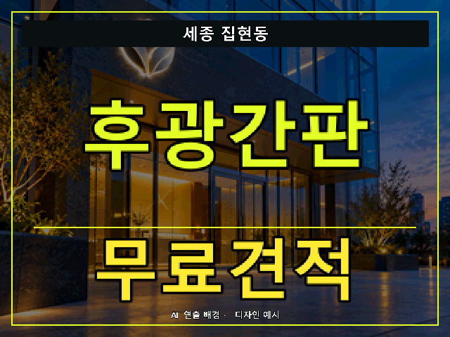 세종 집현동 후광간판 무료견적 안내 썸네일 · AI 연출 배경