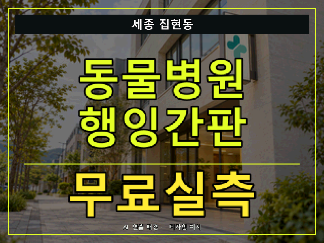 세종 집현동 동물병원 행잉간판 무료실측 안내 썸네일 · AI 연출 배경