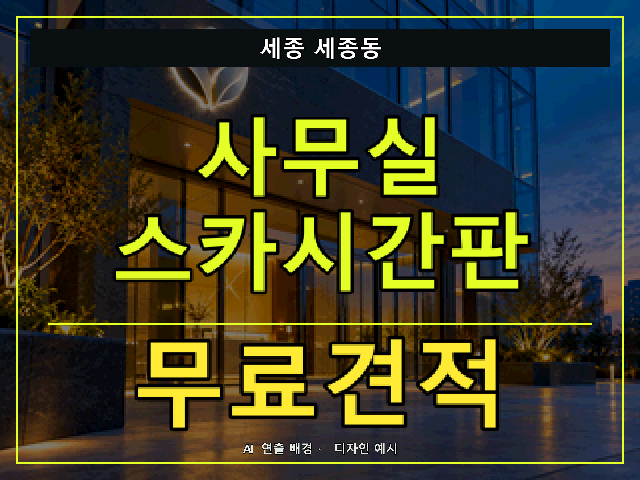 세종 세종동 사무실 스카시간판 무료견적 안내 썸네일 · AI 연출 배경