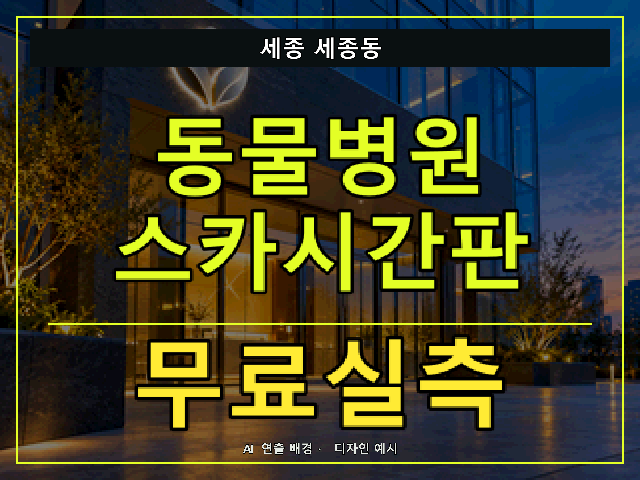 세종 세종동 동물병원 스카시간판 무료실측 안내 썸네일 · AI 연출 배경
