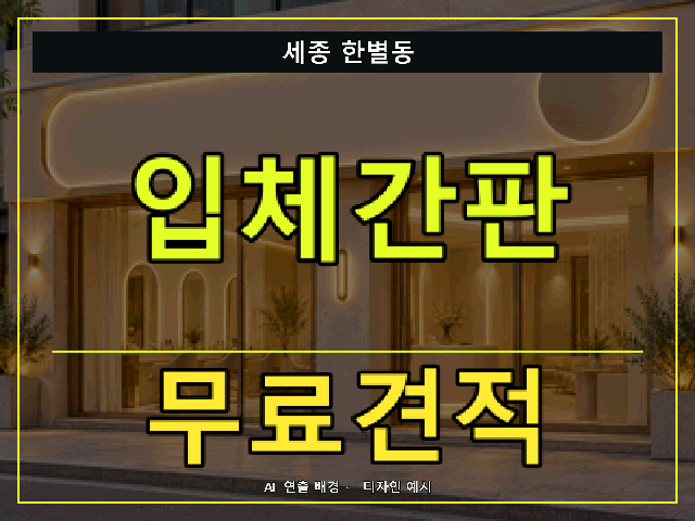 세종 한별동 입체간판 무료견적 안내 썸네일 · AI 연출 배경