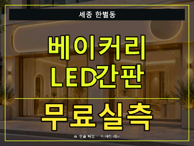 세종 한별동 베이커리 LED간판 무료실측 안내 썸네일 · AI 연출 배경