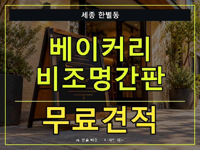 세종 한별동 베이커리 비조명간판 무료견적 안내 썸네일 · AI 연출 배경