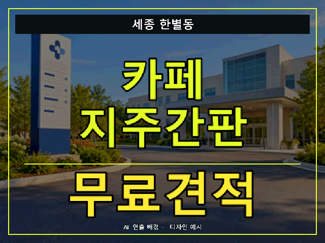 세종 한별동 카페 지주간판 무료견적 안내 썸네일 · AI 연출 배경