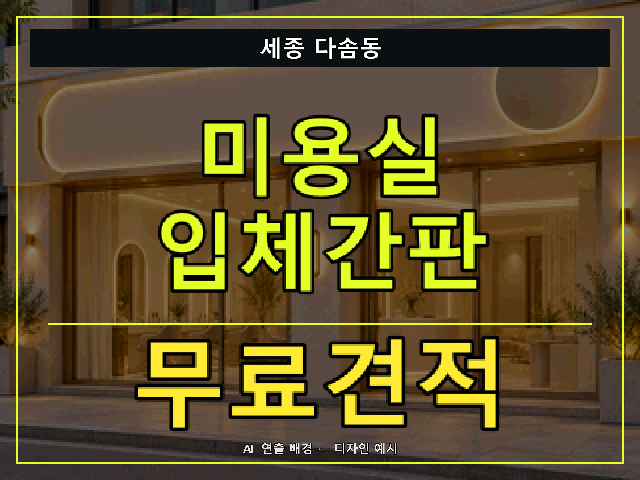 세종 다솜동 미용실 입체간판 무료견적 안내 썸네일 · AI 연출 배경