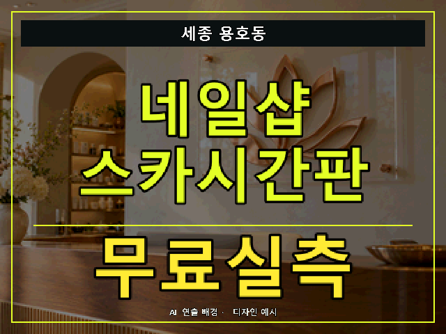 세종 용호동 네일샵 스카시간판 무료실측 안내 썸네일 · AI 연출 배경