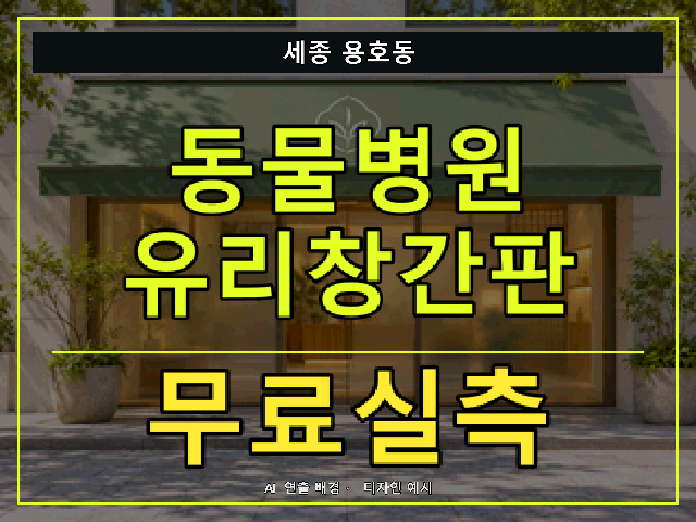 세종 용호동 동물병원 유리창간판 무료실측 안내 썸네일 · AI 연출 배경