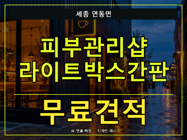 세종 연동면 피부관리샵 라이트박스간판 무료견적 안내 썸네일 · AI 연출 배경