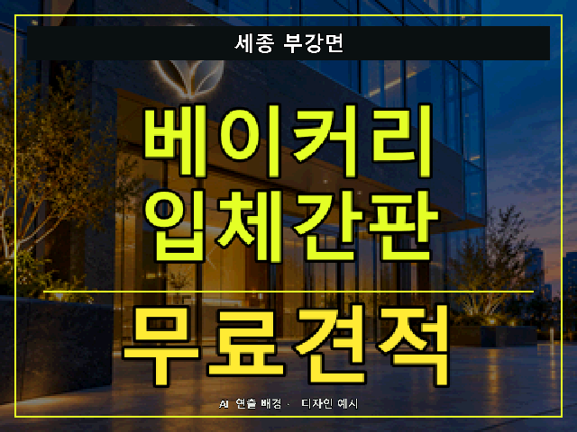 세종 부강면 베이커리 입체간판 무료견적 안내 썸네일 · AI 연출 배경