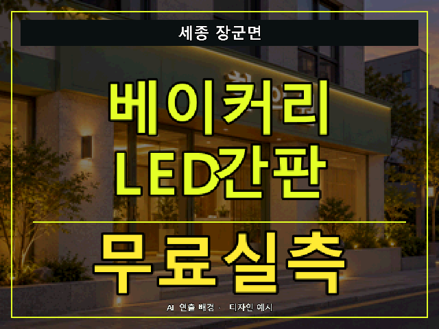 세종 장군면 베이커리 LED간판 무료실측 안내 썸네일 · AI 연출 배경