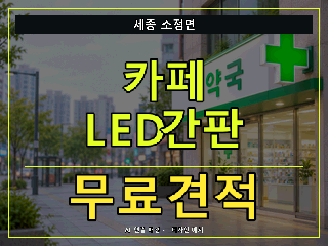세종 소정면 카페 LED간판 무료견적 안내 썸네일 · AI 연출 배경