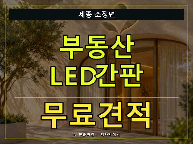 세종 소정면 부동산 LED간판 무료견적 안내 썸네일 · AI 연출 배경