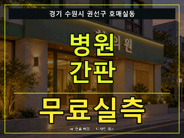 경기 수원시 권선구 호매실동 병원 간판 무료실측 안내 썸네일 · AI 연출 배경