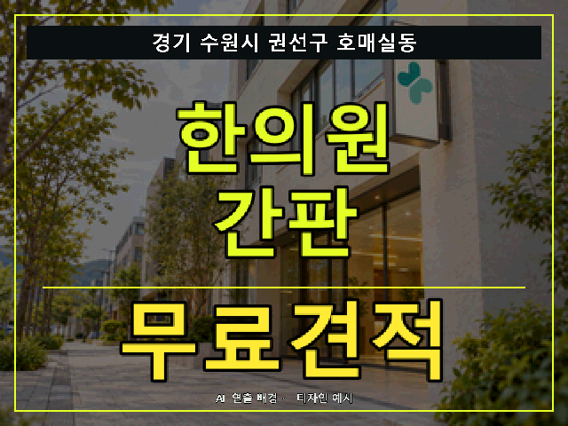 경기 수원시 권선구 호매실동 한의원 간판 무료견적 안내 썸네일 · AI 연출 배경