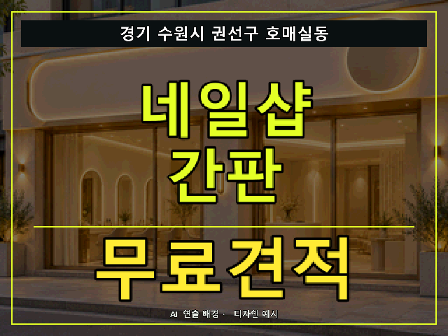 경기 수원시 권선구 호매실동 네일샵 간판 무료견적 안내 썸네일 · AI 연출 배경