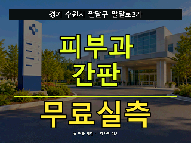 경기 수원시 팔달구 팔달로2가 피부과 간판 무료실측 안내 썸네일 · AI 연출 배경