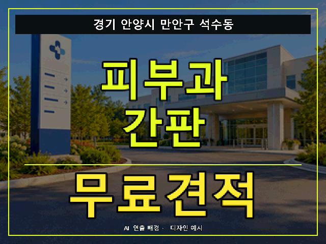 경기 안양시 만안구 석수동 피부과 간판 무료견적 안내 썸네일 · AI 연출 배경